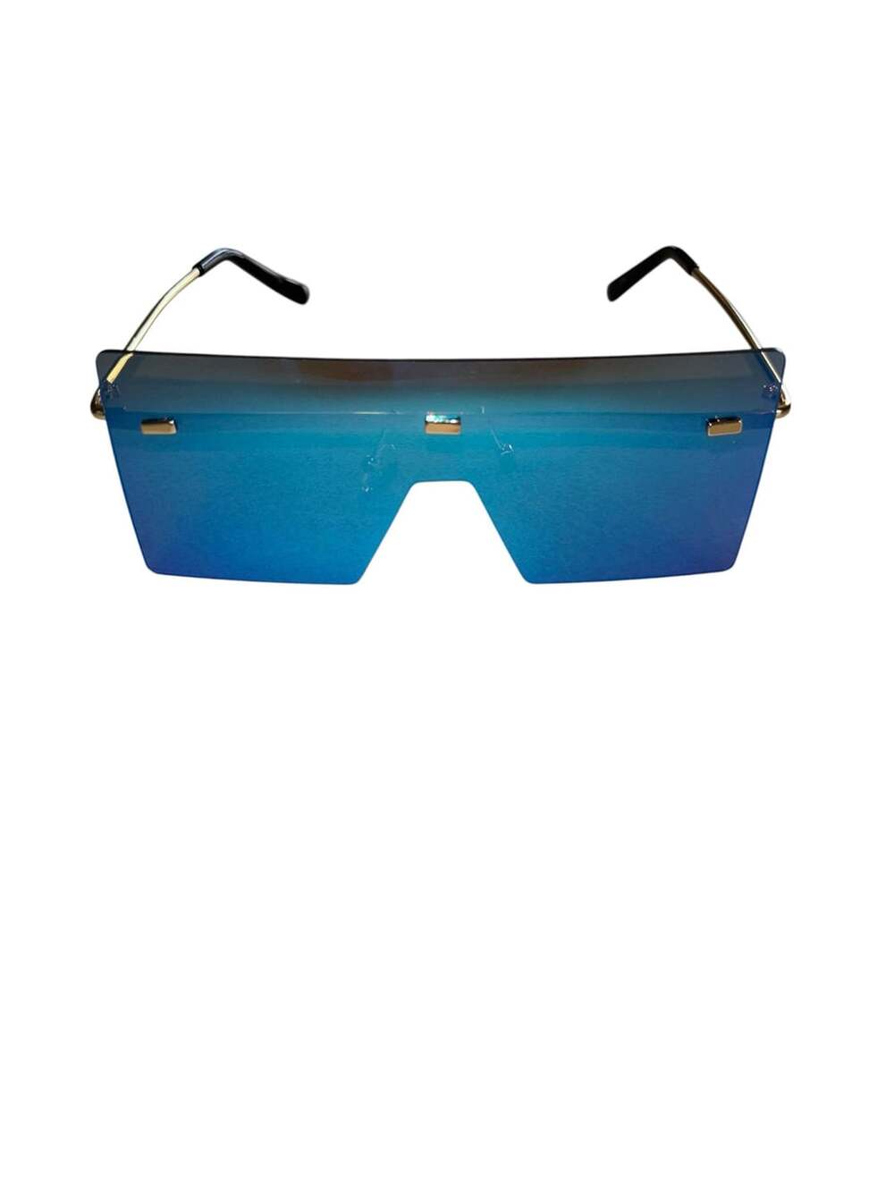 Oversized Flat Top Rimless Shield Gradient Blue Tint Sunglasses Model 5949